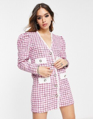 Dream blazer dress in pink tweed