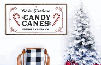 Old Fashion Candy Canes Wood Framed Christmas Sign, Kringle Co, Modern Farmhouse Decor, Holiday Wall Art