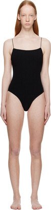 Black Smocked One-Piece Swimsuit