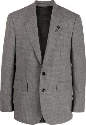 Check-Pattern Notched-Lapels Blazer-AA