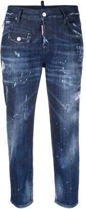 Distressed Cropped Jeans-AN