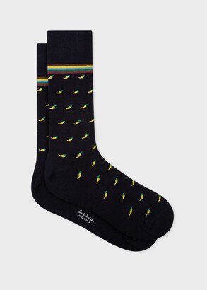 Navy Cotton-Blend 'Chili' Socks