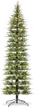 9' Pre-Lit Pencil Green Pine Artificial Christmas Tree with 480 Warm White Lights