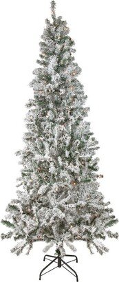 Northlight 6' Pre-Lit Slim Flocked Pine Artificial Christmas Tree, Clear Lights