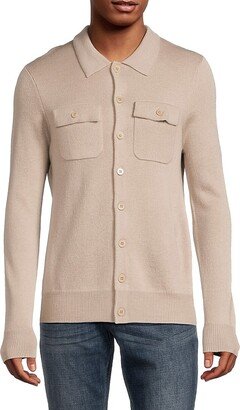 Saks Fifth Avenue Made in Italy Saks Fifth Avenue Men's Merino Wool Blend Shirt Style Cardigan