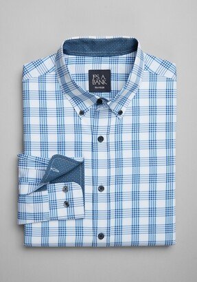 Big & Tall Men's Traveler Collection Tailored Fit Four-Way Stretch Plaid Casual Shirt