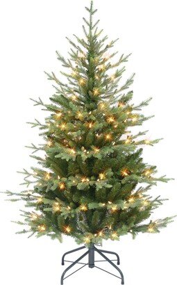 Puleo 4.5' Pre-Lit Slim Balsam Fir Tree with 200 Underwriters Laboratories Clear Incandescent Lights, 1069 Tips