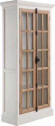 Wood and Glass Curio Cabinet with 5 Shelves, Brown and Clear