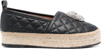 Skull-Embellishment Quilted Espadrilles