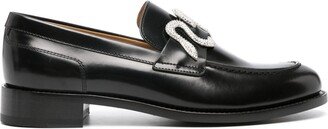 Rhinestone-Embellished Leather Loafers