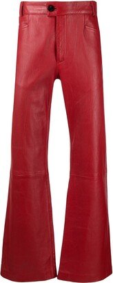 Flare-Cut Coated-Cotton Trousers