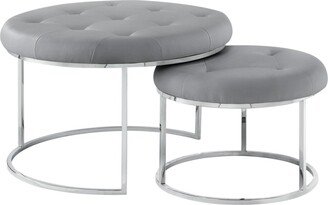 Carlotta Upholstered Nesting Ottoman Set with Metal Frame