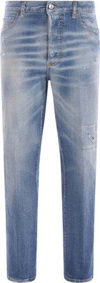 Distressed Straight Leg Jeans-AB