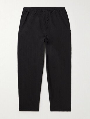 Wide-Leg Logo-Appliquéd Crinkled-Shell Trousers