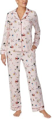 Cozy Brushed Jersey Notch Collar PJ Set (Holiday Travelers) Women's Pajama Sets