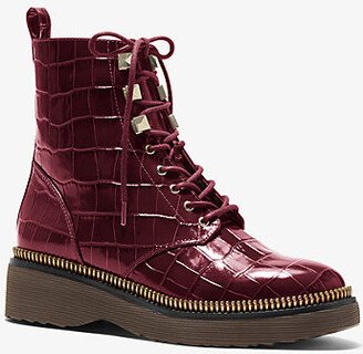 Haskell Crocodile Embossed Leather Combat Boot