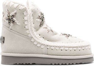 Star-Embroidered Moccasin Ankle Boots