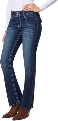 Women's Luscious Curvy Bootcut Mid-Rise Bling Insta Stretch Juniors Jeans (Standard and Plus)-AA