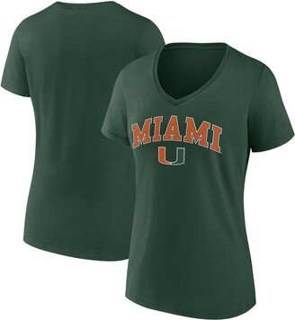 Women's Branded Green Miami Hurricanes Evergreen Campus V-Neck T-shirt