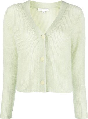 ribbed-knit V-neck cardigan-AC