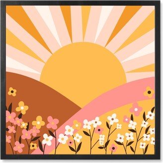 Photo Tiles: Sunrise - Pink And Orange Photo Tile, Black, Framed, 8X8, Pink