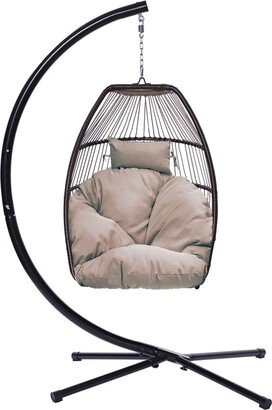 Telepassa Outdoor Patio Wicker Folding Hanging Chair