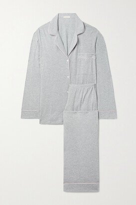 Gisele Piped Stretch-modal Pajama Set - Gray