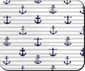 Mouse Pads: Anchors Away - Black On Gray Stripes Mouse Pad, Rectangle Ornament, Gray