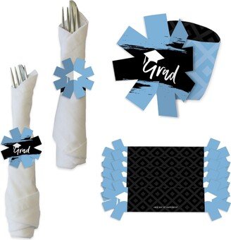 Big Dot Of Happiness Light Blue Grad Best is Yet to Come Graduation Party Holder Napkin Rings 24 Ct