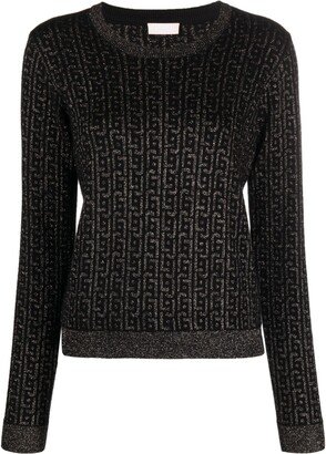 Crew-Neck Monogram-Jacquard Jumper