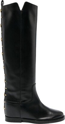 Rockstud-detailing leather boots