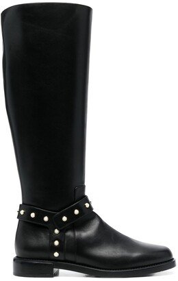 Studded Knee-High Leather Boots