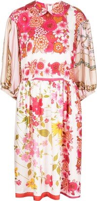 Floral-Print Midi Dress-AL