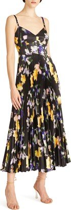 Ella Floral Pleated Satin Midi Dress