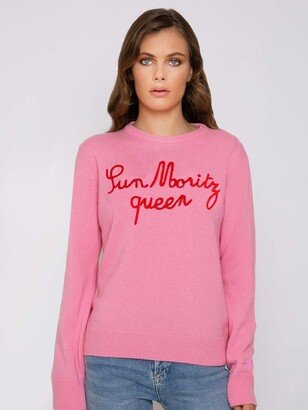 Woman Sweater With Sun Moritz Queen Embroidery