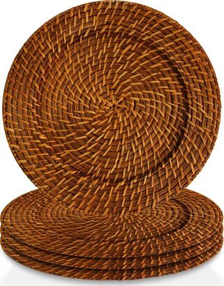 ChargeIt by Jay Ch, Charge it by Jay Harvest Round Rattan Charger Plate - Set of 4, brown