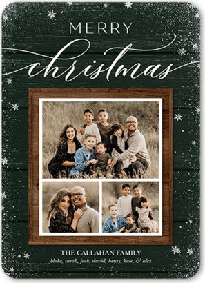 Holiday Cards: Wooden Picture Frame Holiday Card, Green, 5X7, Christmas, Matte, Signature Smooth Cardstock, Rounded