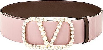 V Logo Signature 40 Reversible Belt in Pink