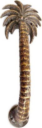 Basic Rough Light Weight Large Brass Palm Tree Leaves 16 Inch Long Trunk Door Pull Handle Rustic Door Grab Curved Hand Cast 40 cm