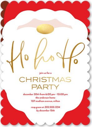 Holiday Invitations: Santa Claus Festivities Holiday Invitation, Red, 5X7, Christmas, Pearl Shimmer Cardstock, Scallop