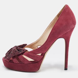 Plum Suede Taja Platform Pumps Size 36