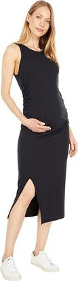 Maternity Ease Into It Midi Tank Dress (Black) Women's Clothing