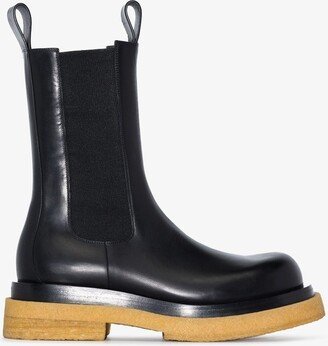 Black Lug Leather Chelsea Boots