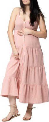 Monaco Button Front Maternity Maxi Dress