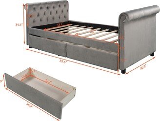 Twin Size Upholstered daybed with Drawers