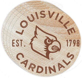 Louisville Cardinals Wood Coaster Engraved 4-Pack