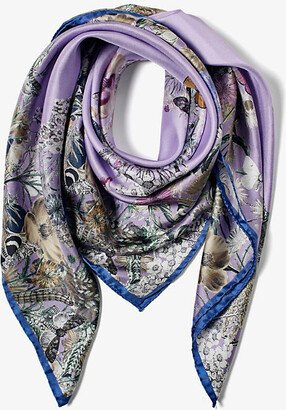 Womens Lavender Ombre 'A' Floral-print Silk Scarf