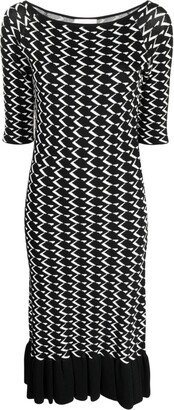 Jersey Intarsia-Knit Logo Midi Dress