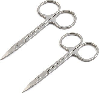 Unique Bargains 2pcs Stainless Steel Eyebrow Eyelash Trimmer Curved Edge Scissor Remover Tool