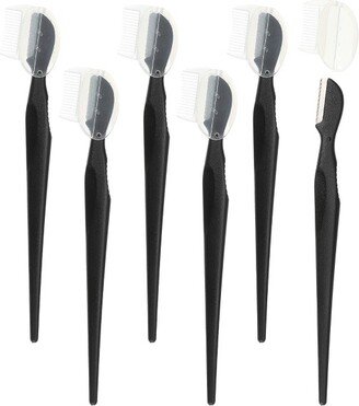 Unique Bargains Stainless Steel Eyebrow Scissors Set Black 6 Pcs